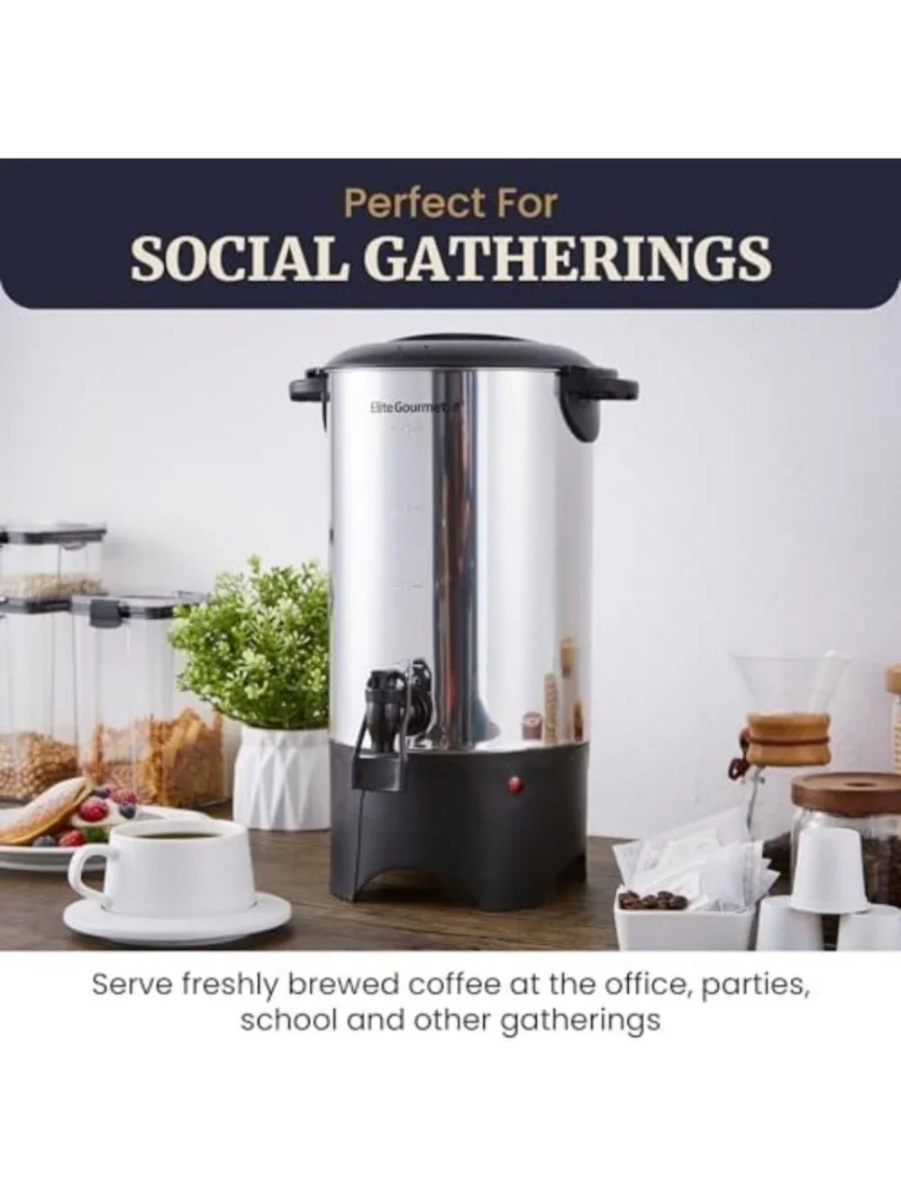 40-Cup Coffee Urn with Two-Way Dispenser & Removable Filter - Perfect for